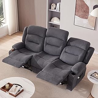 Reedvales 3-Seat Oversized Recliner with Massage Heat USB