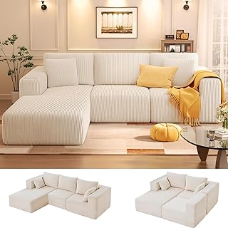 KINGYES 107in L-Shaped Boneless Cloud Sectional Couch