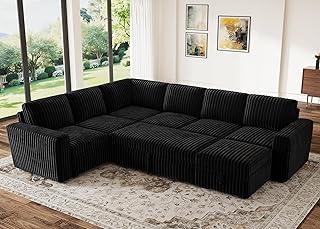 HONBAY U-Shape Fully Modular Sectional with Hidden Storage