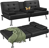 DreamDashio 69in Corduroy Futon Sofa Bed Green or Blue